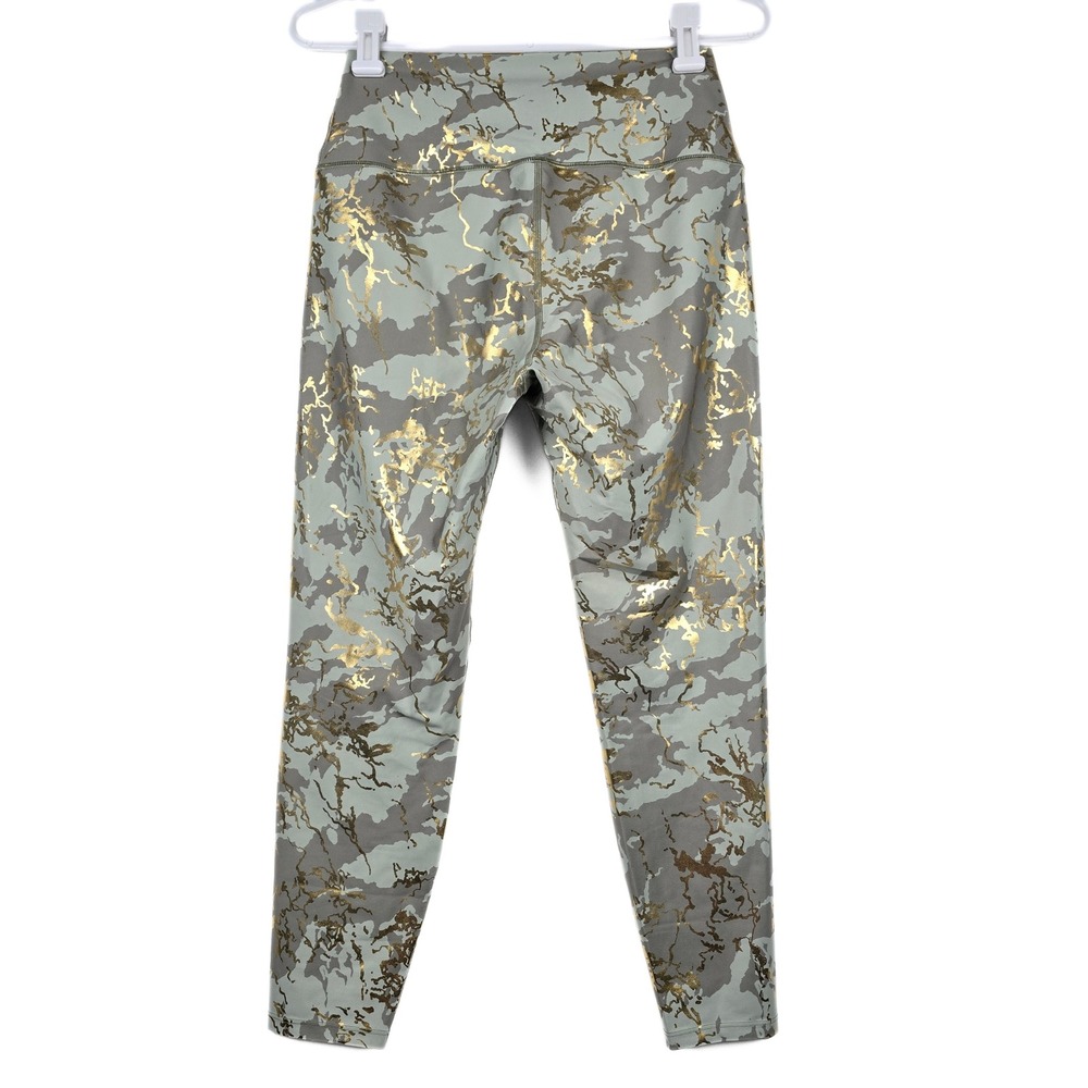 Carbon38 High Rise Leggings Gold Foil Marble Camo Sage Green Size Large